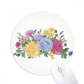 Dıythinker Krizantem Yeşil Bitki Çiçek Baskılı Yuvarlak Kaymaz Kauçuk Mouse Pad