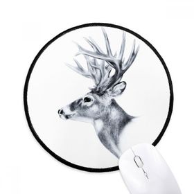 Dıythinker Kroki Geyik Siyah Beyaz Yuvarlak Kaymaz Mouse Pad