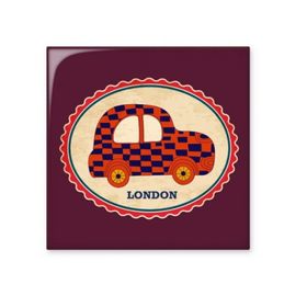 Dıythinker Küçük Araba İngiltere Londra Damga İngiliz Parlak 10x10 cm Seramik Karo