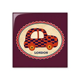 Dıythinker Küçük Araba İngiltere Londra Damga İngiliz Parlak 10x10 cm Seramik Karo