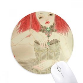 Dıythinker Kukla Bebek Çin Stili Suluboya Baskılı Yuvarlak Kaymaz Kauçuk Mouse Pad