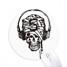 Dıythinker Kulaklık Kafatası Müzik Deseni İllüstrasyon Baskılı Yuvarlak Kaymaz Kauçuk Mouse Pad