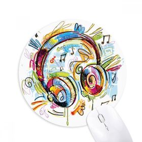 Dıythinker Kulaklık Renkli Müzik Çılgın Desen Baskılı Yuvarlak Kaymaz Kauçuk Mouse Pad