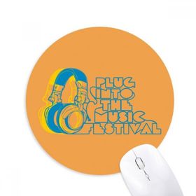 Dıythinker Kulaklık Turuncu Müzik Deseni Baskılı Yuvarlak Kaymaz Kauçuk Mouse Pad