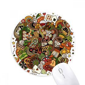 Dıythinker Kumarhane Bar Poker Kartı Çipleri Jackpot İllüstrasyonu Baskılı Yuvarlak Kaymaz Kauçuk Mouse Pad