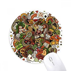 Dıythinker Kumarhane Bar Poker Kartı Çipleri Jackpot İllüstrasyonu Baskılı Yuvarlak Kaymaz Kauçuk Mouse Pad