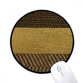 Dıythinker Kumaş Keten Üçlü Bar Kahverengi Soyut Yuvarlak Kaymaz Mouse Pad