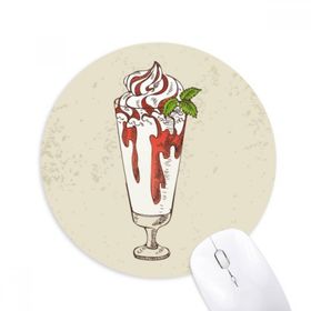 Dıythinker Kupa Yaprakları Kırmızı Beyaz Dondurma Baskılı Yuvarlak Kaymaz Kauçuk Mouse Pad