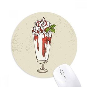 Dıythinker Kupa Yaprakları Kırmızı Beyaz Dondurma Baskılı Yuvarlak Kaymaz Kauçuk Mouse Pad