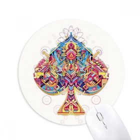 Dıythinker Kürek Kartları Geometrik Desen Baskılı Yuvarlak Kaymaz Kauçuk Mouse Pad