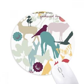 Dıythinker Kuş Geyiği Çiçek Doğa Çevre Baskılı Yuvarlak Kaymaz Kauçuk Mouse Pad