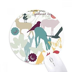Dıythinker Kuş Geyiği Çiçek Doğa Çevre Baskılı Yuvarlak Kaymaz Kauçuk Mouse Pad