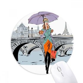 Dıythinker Lady River Bridge Fransa Mark Baskılı Yuvarlak Kaymaz Kauçuk Mouse Pad
