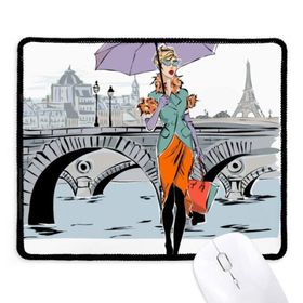 Dıythinker Lady River Bridge Fransa Mark Kaymaz Siyah Başlıklı Kenarlar Mouse Pad