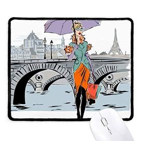Dıythinker Lady River Bridge Fransa Mark Kaymaz Siyah Başlıklı Kenarlar Mouse Pad
