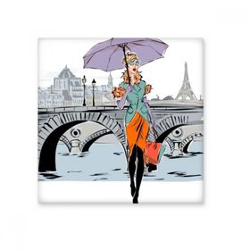Dıythinker Lady River Bridge Fransa Mark Simgesi Ulusal Bayrak Mimarisi Özel Manzara 10x10 cm Seramik Karo