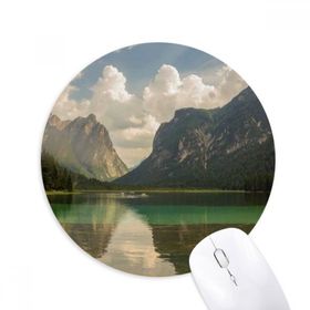 Dıythinker Lake Mountain Science Doğa Manzarası Baskılı Yuvarlak Kaymaz Kauçuk Mouse Pad