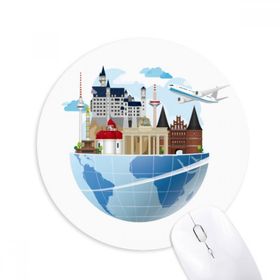 Dıythinker Landmark Journey Almanya Uçak Baskılı Yuvarlak Kaymaz Kauçuk Mouse Pad
