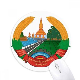 Dıythinker Laos Asya Ulusal Amblem Baskılı Yuvarlak Kaymaz Kauçuk Mouse Pad