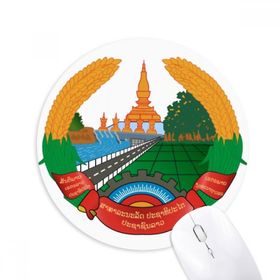 Dıythinker Laos Asya Ulusal Amblem Baskılı Yuvarlak Kaymaz Kauçuk Mouse Pad