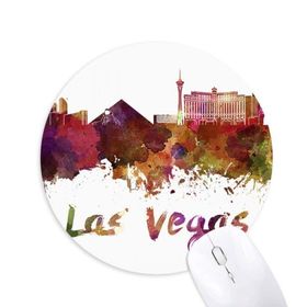 Dıythinker Las Vegas America City Suluboya Baskılı Yuvarlak Kaymaz Kauçuk Mouse Pad