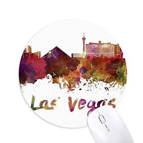 Dıythinker Las Vegas America City Suluboya Baskılı Yuvarlak Kaymaz Kauçuk Mouse Pad