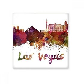 Dıythinker Las Vegas Amerika Ülke Şehir Suluboya İllüstrasyonu 10x10 cm Seramik Karo