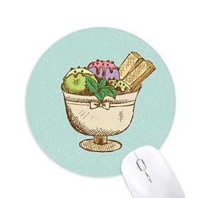 Dıythinker Leaves Bisküvi Kupası Dondurma Topu Baskılı Yuvarlak Kaymaz Kauçuk Mouse Pad