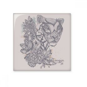 Dıythinker Leopar Karikatür Eskiz 15x15 cm Seramik Karo