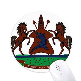 Dıythinker Lesotho Afrika Ulusal Amblem Baskılı Yuvarlak Kaymaz Kauçuk Mouse Pad