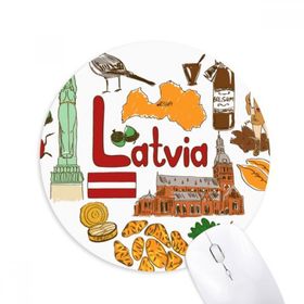 Dıythinker Letonya Aşk Kalp Landscap Ulusal Bayrak Baskılı Yuvarlak Kaymaz Kauçuk Mouse Pad