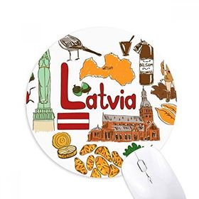 Dıythinker Letonya Aşk Kalp Landscap Ulusal Bayrak Baskılı Yuvarlak Kaymaz Kauçuk Mouse Pad