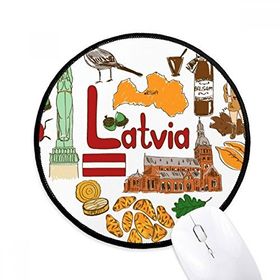 Dıythinker Letonya Aşk Kalp Manzara Ulusal Bayrak Yuvarlak Kaymaz Mouse Pad