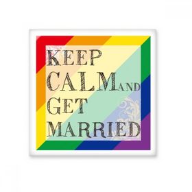 Dıythinker LGBT Gökkuşağı Bayrağı Evlenin Seramik 10x10 cm Seramik Karo