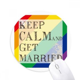 Dıythinker LGBT Gökkuşağı Bayrağı Evlenmek Baskılı Yuvarlak Kaymaz Kauçuk Mouse Pad