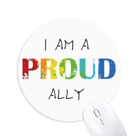 Dıythinker LGBT Gökkuşağı Bayrağı Gururlu Ally Baskılı Yuvarlak Kaymaz Kauçuk Mouse Pad