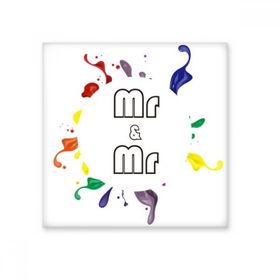 Dıythinker LGBT Gökkuşağı Bayrağı Mr Mr Seramik Bisque Fayans 10x10 cm Seramik Karo