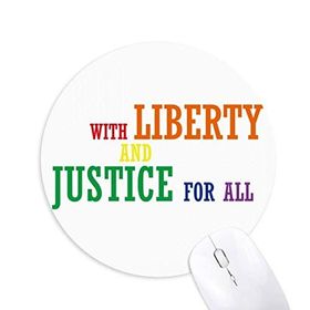 Dıythinker LGBT Gökkuşağı Bayrağı Özgürlük ve Adalet Baskılı Yuvarlak Kaymaz Kauçuk Mouse Pad