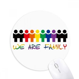 Dıythinker LGBT Gökkuşağı Bayrağı We Are Family Baskılı Yuvarlak Kaymaz Kauçuk Mouse Pad
