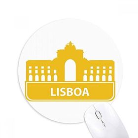 Dıythinker Lisboa Portekiz Sarı Kent Simgesi Baskılı Yuvarlak Kaymaz Kauçuk Mouse Pad