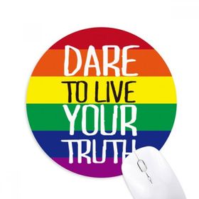 Dıythinker Live Your Truth LGBT Gökkuşağı Bayrağı Baskılı Yuvarlak Kaymaz Kauçuk Mouse Pad