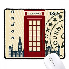 Dıythinker London Telefon Kabini Damga UK Country City Kaymaz Siyah Başlıklı Kenarlar Mouse Pad