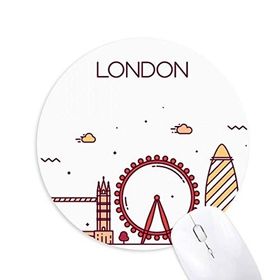 Dıythinker Londra İngiltere Düz Kent Simgesi Desenli Baskılı Yuvarlak Kaymaz Kauçuk Mouse Pad