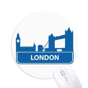 Dıythinker Londra İngiltere Mavi Simge Desenli Baskılı Yuvarlak Kaymaz Kauçuk Mouse Pad