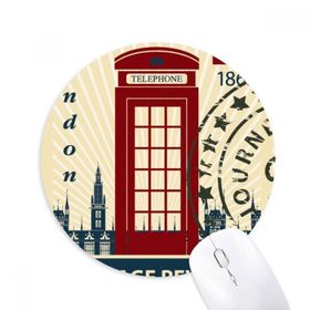 Dıythinker Londra Telefon Kabini Damga İngiltere Ülke Şehir Baskılı Yuvarlak Kaymaz Kauçuk Mouse Pad