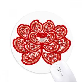 Dıythinker Lotus Çin Zodyak Kağıt Kesim Çiçek Hayvan Baskılı Yuvarlak Kaymaz Kauçuk Mouse Pad