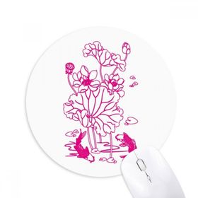 Dıythinker Lotus Yaprağı Lotus Çiçeği Nilüfer Kökü Balık Suyu Baskılı Yuvarlak Kaymaz Kauçuk Mouse Pad