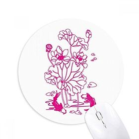 Dıythinker Lotus Yaprağı Lotus Çiçeği Nilüfer Kökü Balık Suyu Baskılı Yuvarlak Kaymaz Kauçuk Mouse Pad