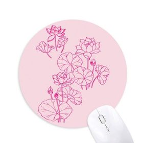 Dıythinker Lotus Yaprağı Lotus Çiçek Çiçek Bitki Baskılı Yuvarlak Kaymaz Kauçuk Mouse Pad