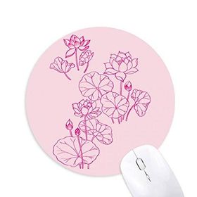 Dıythinker Lotus Yaprağı Lotus Çiçek Çiçek Bitki Baskılı Yuvarlak Kaymaz Kauçuk Mouse Pad